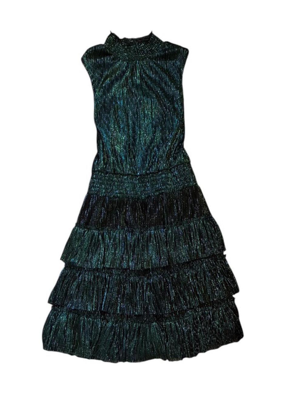 1. STATE 
Metallic Green Blue Cocktail Party Hoco Dress 
Size S